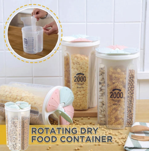 Kitchen storage box with 4 transparent sections for organizing food items. Kitchen storage box with 4 transparent sections for organizing food items.